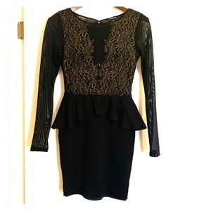 Body con dress with mesh top and skirt